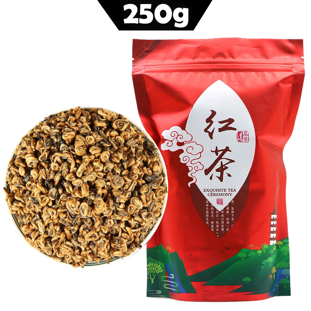 

2022 Chinese Yunnan Golden Spiral Black Tea Dianhong Red Single Bud Black Chinese Tea 250g