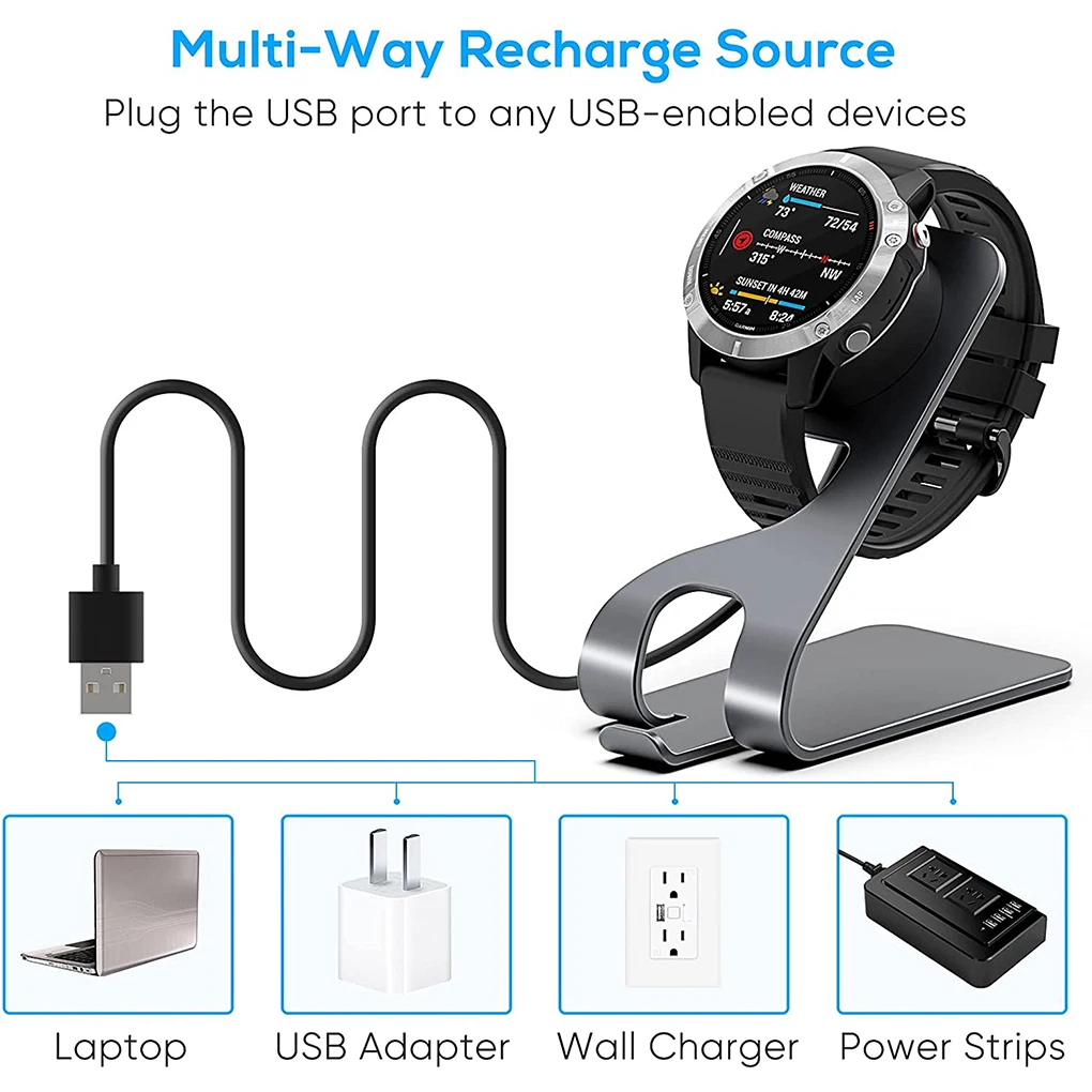 portable charger aluminum alloy smartwatch charging dock stand station travel electronics adaptor accessory silver free global shipping