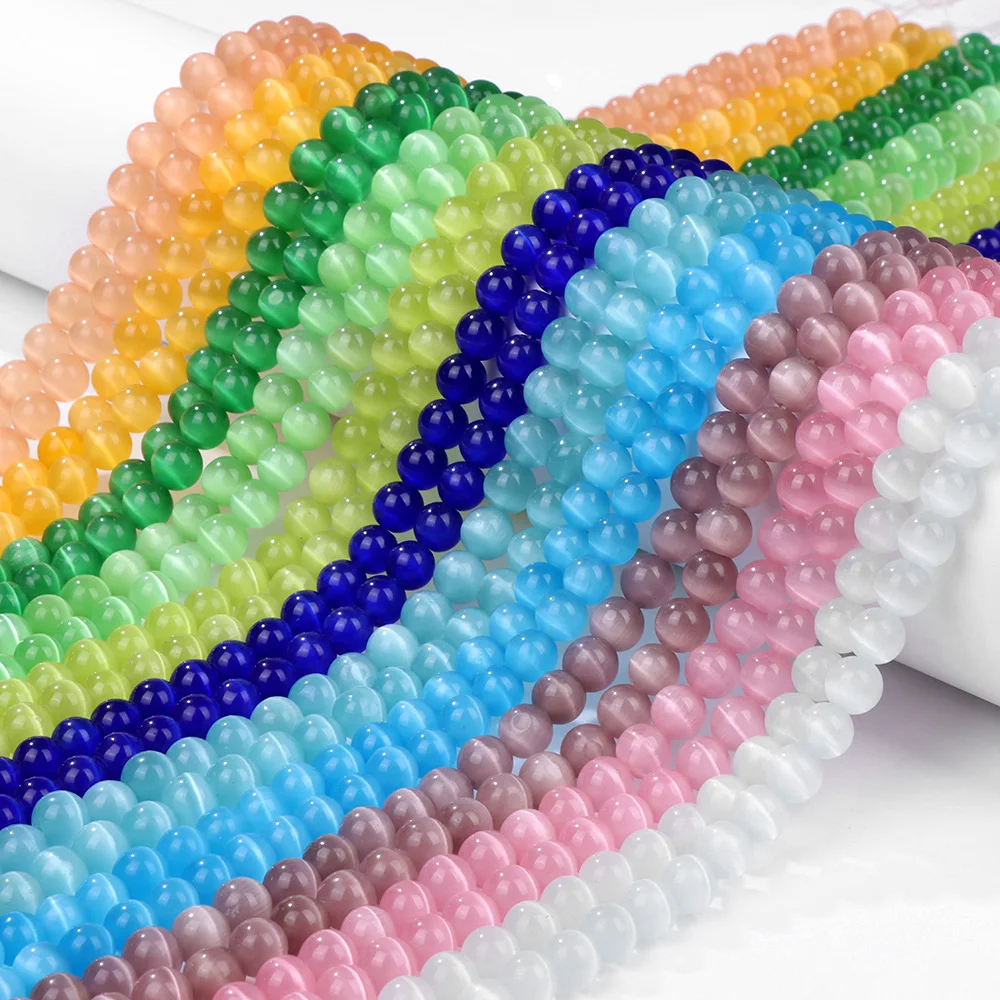 Бусины-шармы кошачий глаз из опала 4/6/8/10/12 мм