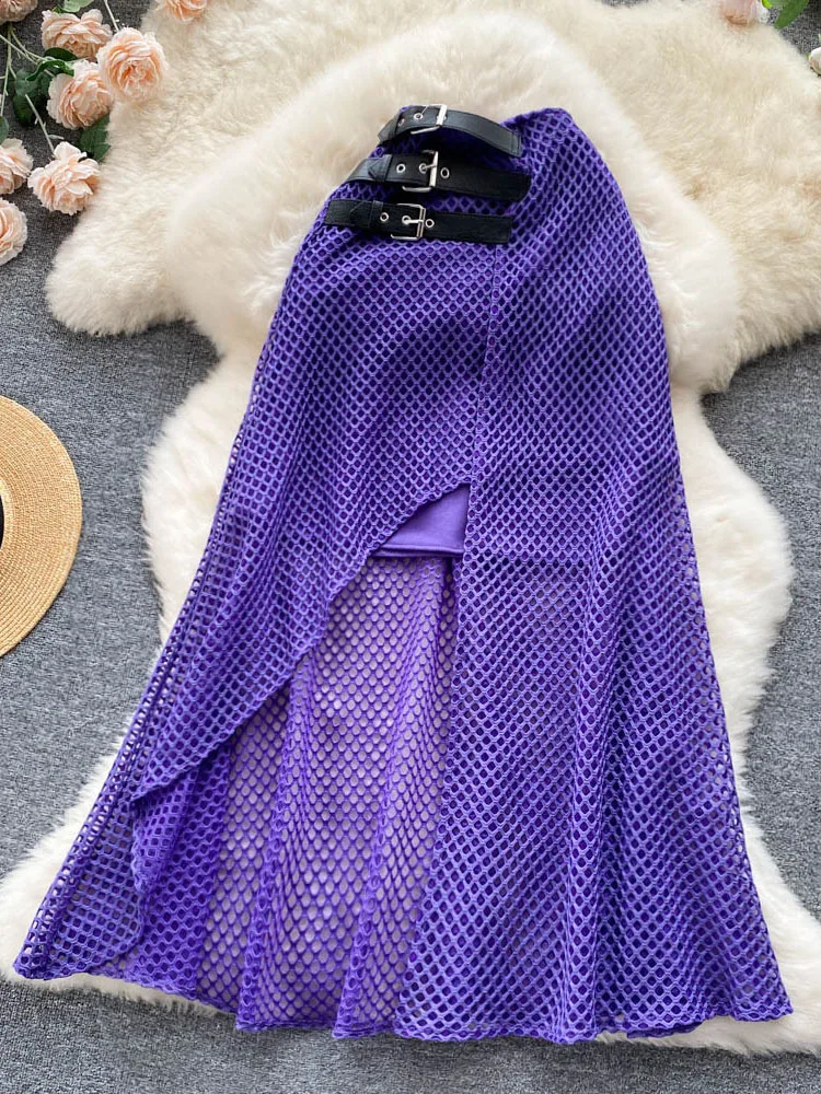 

Женская ажурная юбка с разрезом на подоле, юбка для отдыха на море, юбка богини с высокой талией, трапециевидная Женская юбка D1102