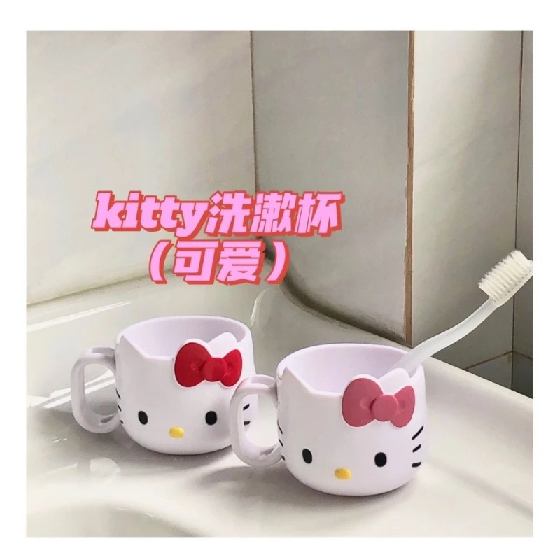 

Hello Kitty cartoon cute mouthwash cup girl heart water cup soft sister creative teeth cup with handle cup