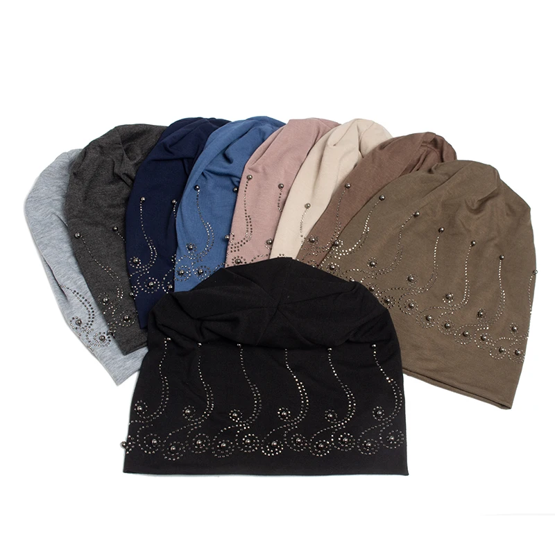 Женская Шапка-бини с искусственным жемчугом осенняя шапка для женщин модная