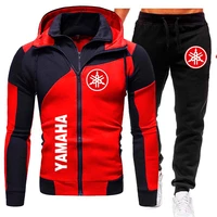 yamaha mens tracksuit yamaha logo printed thicken fleece zipper hoodiepant suit men sportswear jogging fitness sweatshirt sets