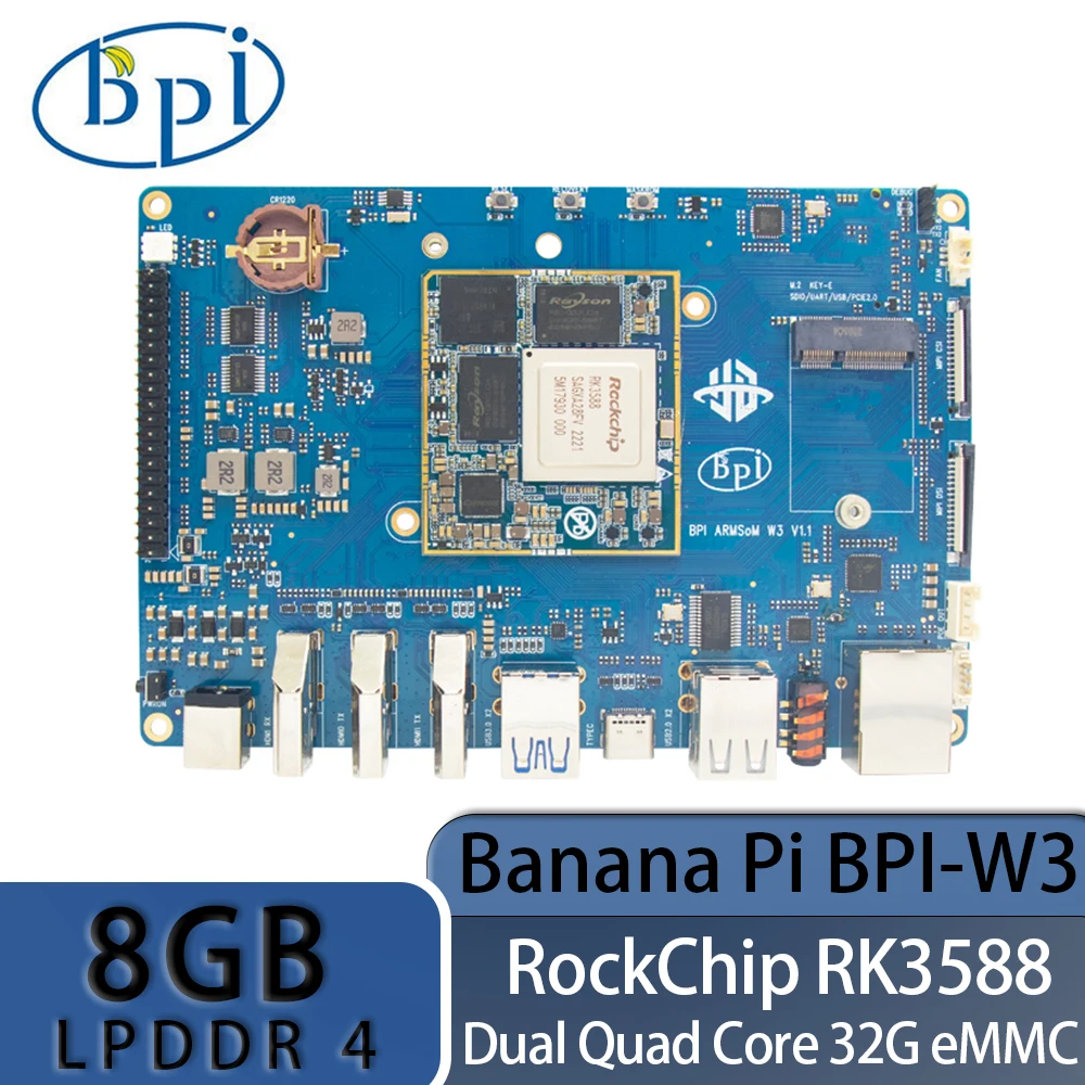 

Компьютер типа "банан Pi", оригинальный чип RK3588 четыре ядра A76 + четыре ядра A55 LPDDR4 8 ГБ ОЗУ 32 Гб eMMC 2,5 Гбит/с Ethernet, одна плата компьютера