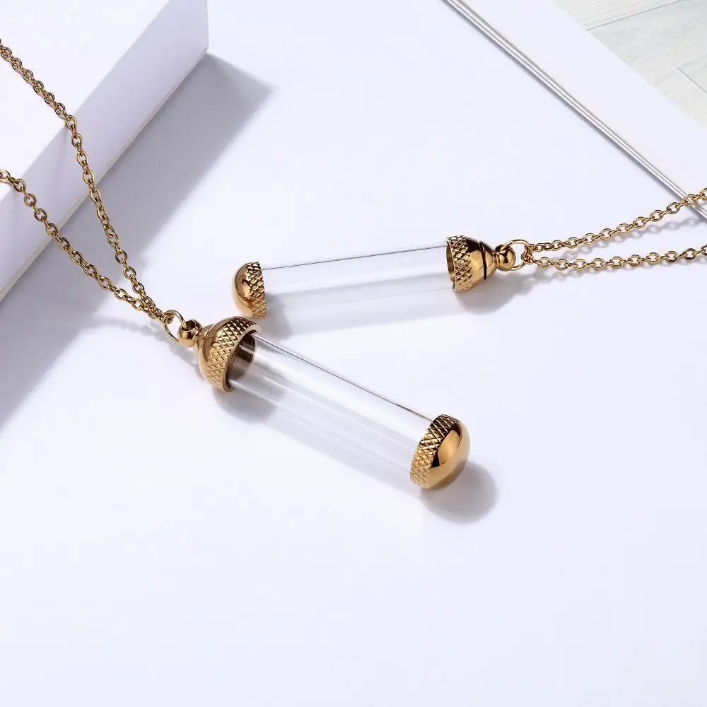 Золотое серебряное стеклянное ожерелье в форме флакона сделай сам для золы песок