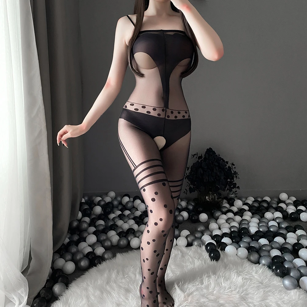 Sexy Crotchless Pantyhose Tights Women Transparent Erotic Lingerie Fake Garter Nylon Stockings Bodysuit Female Hosiery Underwear |
