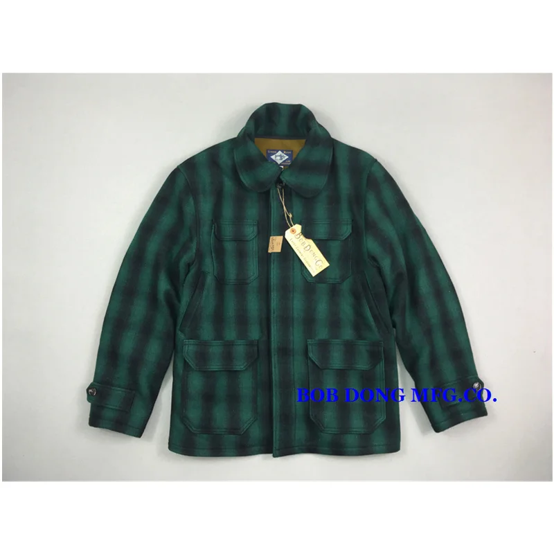 

Мужская шерстяная куртка-сафари в клетку, средней длины