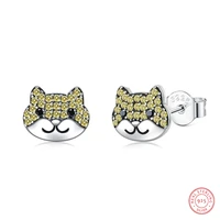 s925 sterling silver shiba lnu stud earrings for women cute sweet animal puppy 925 silver earrings fashion personality jewelry