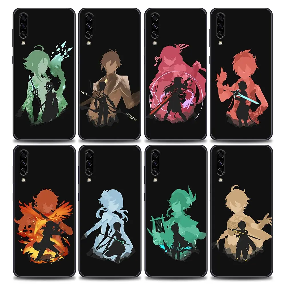 

Phone Case for Samsung A7 A9 2018 Galaxy A10 A20 A30 A30s A40 A50 A60 A70 S A90 5G Black Soft Cover Genshin Impact Anime Cases