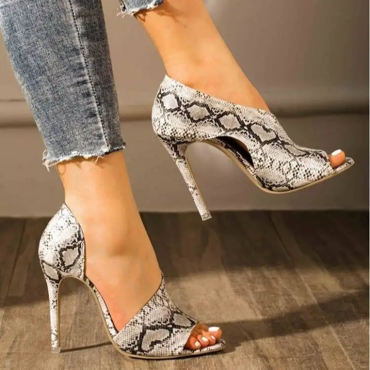 

Women Pumps Fashion Style Fish Mouth Stiletto Sandals Summer Lady Sexy Leopard Print Shoes High Heels Party Prom Shoes Size 43