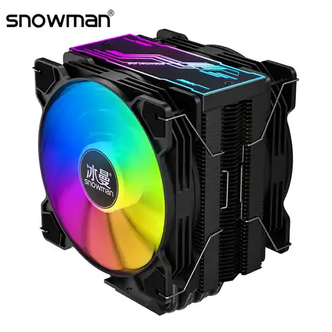 Кулер для процессора SNOWMAN с 6 тепловыми трубками, 120 мм, PWM, 4-контактный, бесшумный, RGB, Intel LGA 2011 X99 X79 1700 1200 1150 1151 1155 1156 1356 1366 AMD AM3 AM4 AM5
