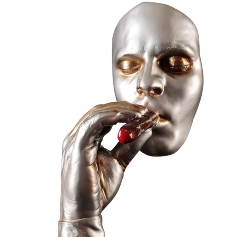 Абстрактная скульптура в стиле ретро статуэтка с лицом курительной сигары