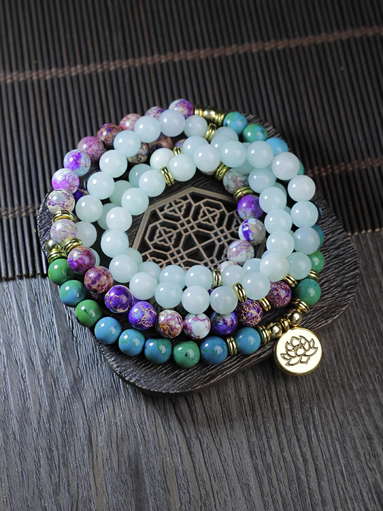 

Wholesale,108 beads bracelet, Natural stone beads bracelet with lotus buddha OM,women yoga meditation necklace dropshipping