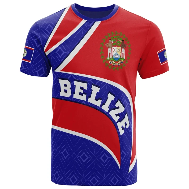Футболка мужская с 3D-принтом флага Белиза уличная спортивная одежда коротким