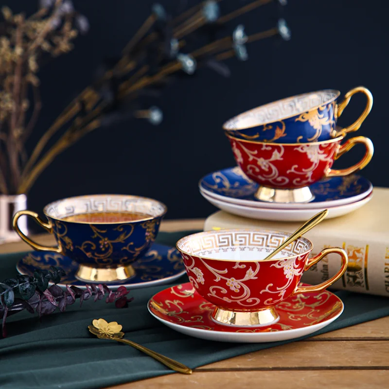 

Porcelain Coffee Cup Set Gift Box Luxury Saucer Beautiful Tea Lace Set Bone China Coffeware Sets Juego De Cafe Home Drinkware
