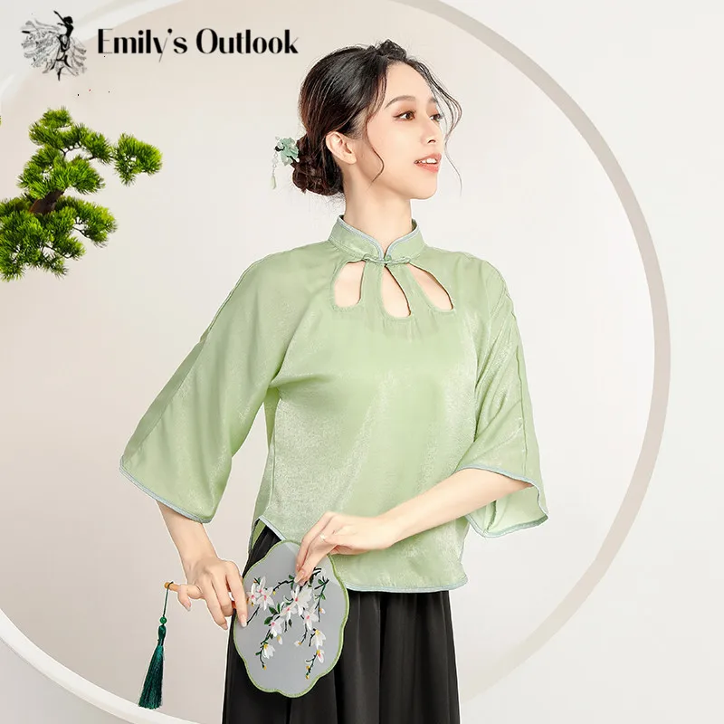 

Modern Hanfu Guzheng Performance Short Cheongsam Woman Classical Dance Elegant Top Flowy Loose Satin Culottes Stage Show Clothes