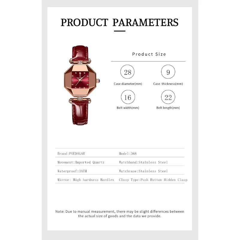 POEDAGAR Original Fashion Leather Quartz Women Watches Waterproof Rose Gold Top Swiss Brand Luxury Elegant Ladies Wristwatch New