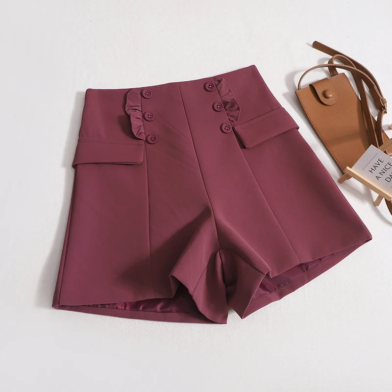 Spring Summer 2023 Suit Shorts Women High Waist Double Breasted Casual A-line