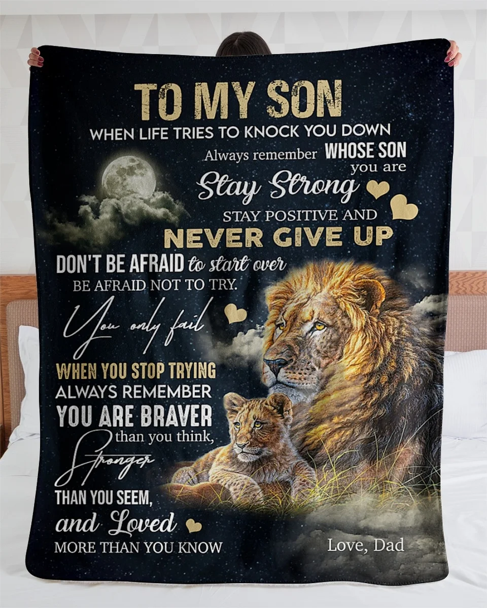 

to My Son Blanket from Mom Love Letter Lion Son Gifts Soft Cozy Personalized Flannel Throw Blankets Fits Couch Sofa Bedroom