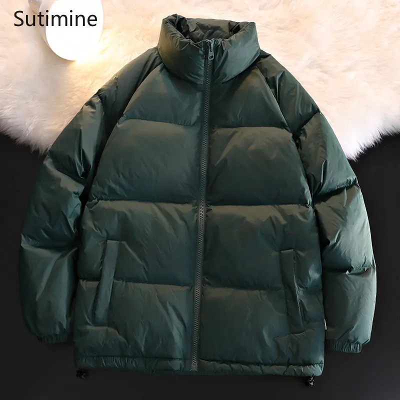 2022 Winter Coat Men Casual Zippers Winter Fashion Thickened Cotton Coat Pockets Stand Loose  Men Clothing  Winter Jackets