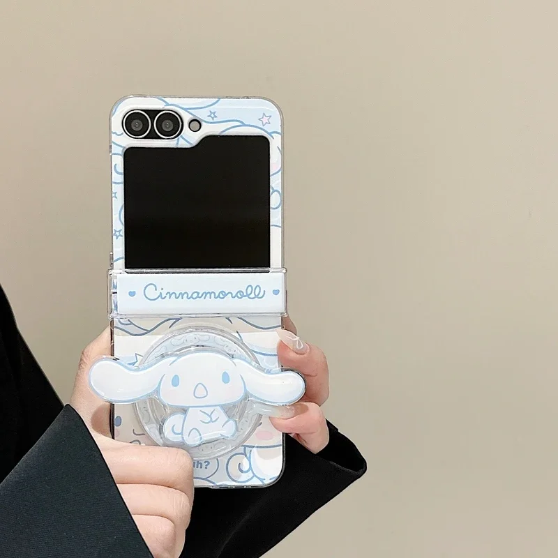 Фото Милый мультяшный чехол Sanrio Pochacco с магнитной ручкой Magsafe, чехол для телефона с беспроводной зарядкой для Samsung Galaxy Z Flip 6, 5, 4, 3, чехол №1