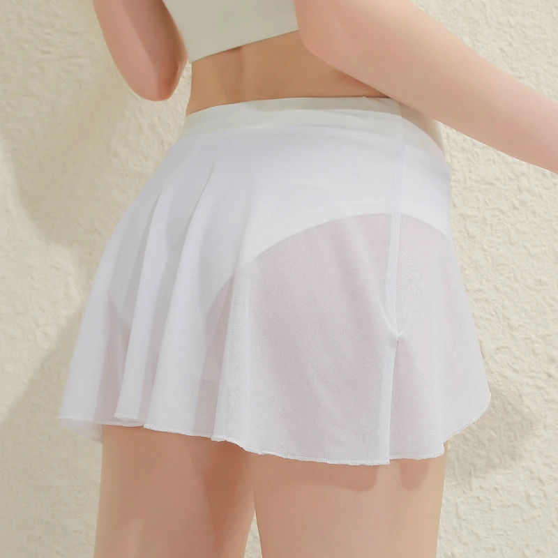 

Ladies High Waisted Baby Shorts Pleated Transparent Skirt Pole Dancing Ruffle Hot Pants Women Fashion Mini Skirt Shorts