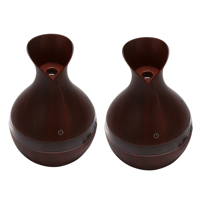 

Ультразвуковой увлажнитель воздуха 2x300 мл, диффузор для ароматических эфирных масел с текстурой древесины, 7 меняющихся цветов, светодиодна...