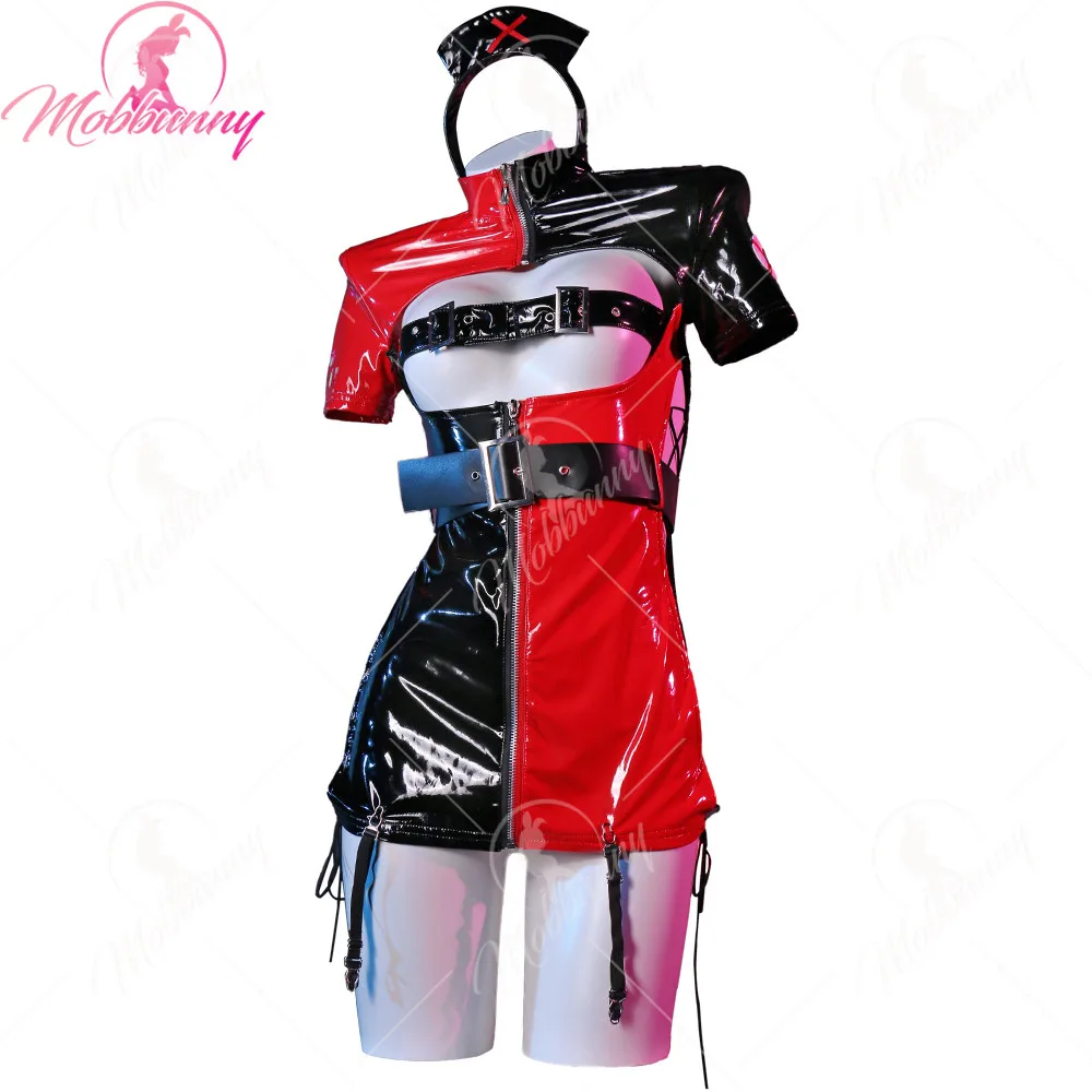 

Women Sexy Lingerie Nurse Uniform Style Red Black Dress and Gloves with Thigh Socks and Mask Cosplay Costumes