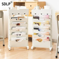 SDLP Desk Bookshelf Book Stand Desk Side Reading Rack Storage Bookend Large Capacity Movable Book Organizer With Wheels