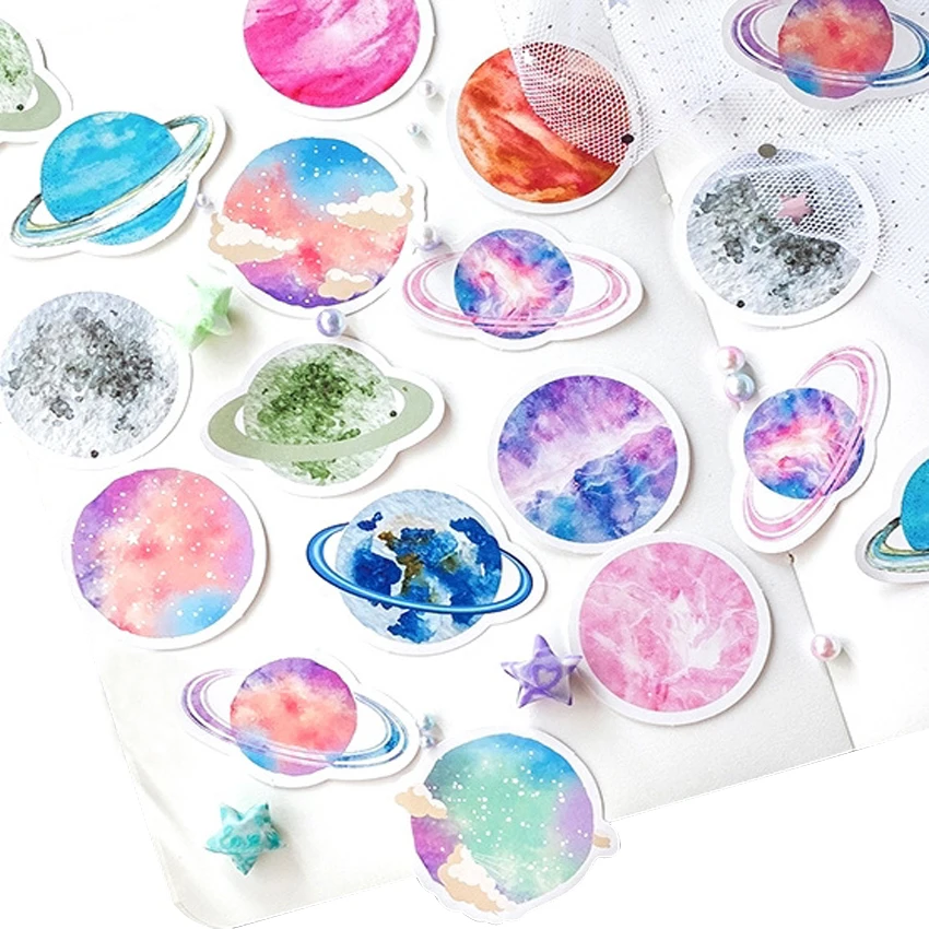 

56packs No.32 Planet Decoration Box Sticker Creative Handbook adhesive paper sticker diy sticker