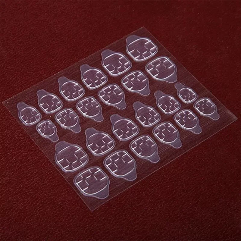 

2020 High Quality 1 Sheet Double-side Glue Sticker Transparent Flexible 24pcs Fake Nail Tips Adhesive Nail Glue