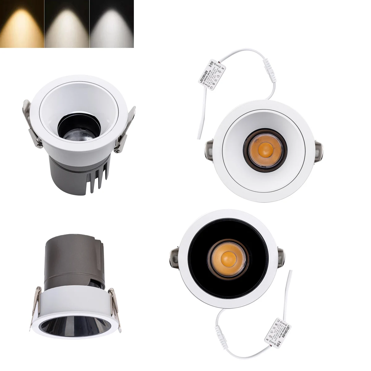 

Dimmable 24 Degree COB LED Recessed Ceiling Downlight 5W 10W Spotlight Aluminum Lamp 110V 220V For Home Display cabinet Decor