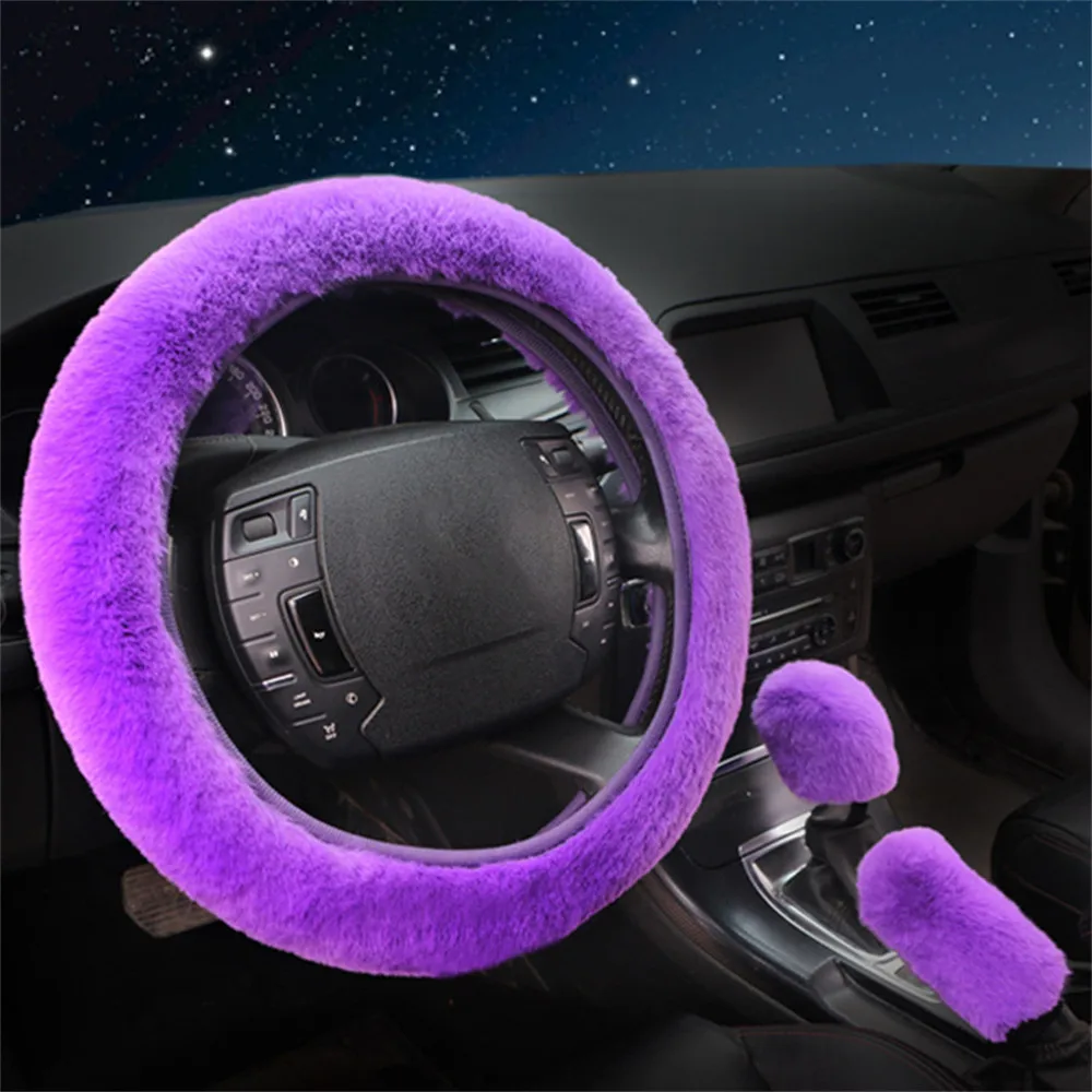

Brand New Car Steering Wheel Cover Car Decor Handbrake Cover Plush Set