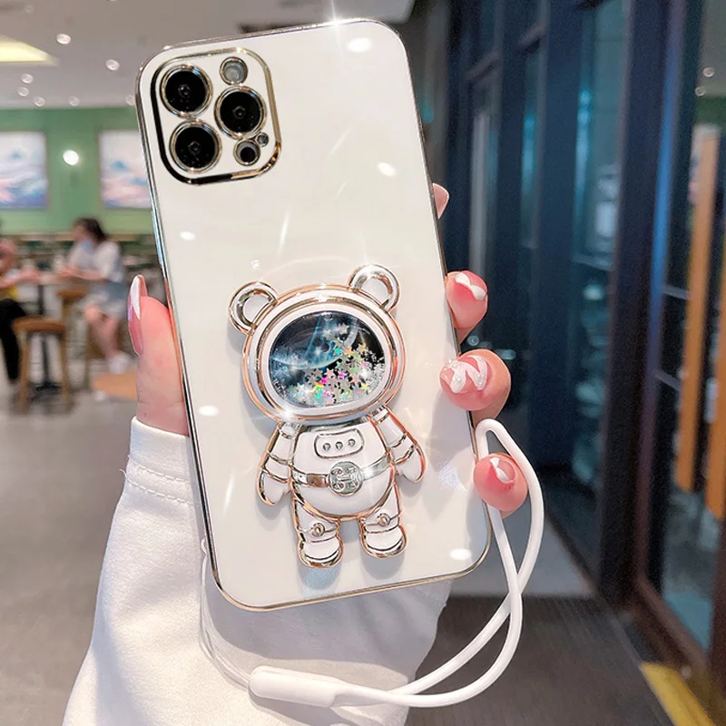 

For Tecno Spark GO 2022 Case Quicksand Space Bear Folding kickstand Case Tecno Spark 8C Spark8C Spark Go 2020 SparkGo 2022 Cover