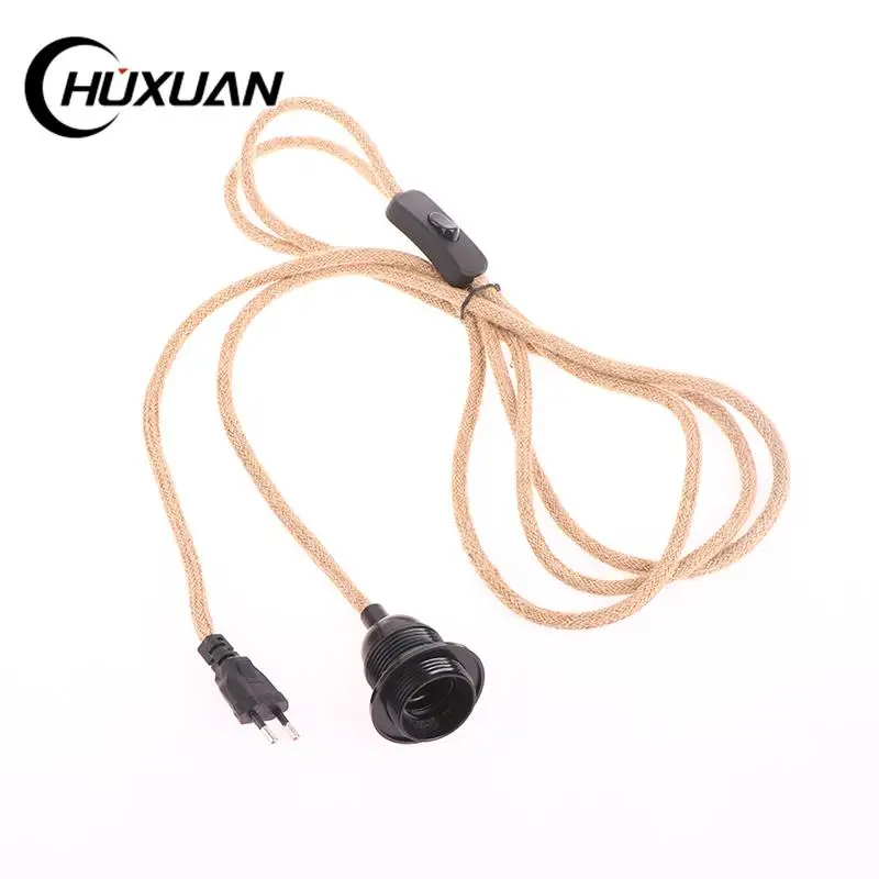 

2M 3M E27 EU Plug DIY Twisted Cord Lamp Base Rope Electrical Wire 2 Core Plastic Socket Vintage ON OFF Switch Cable