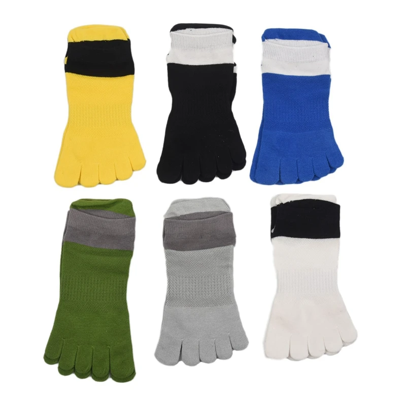 12 Pair Men Cotton Low Cut Athletic Socks 5 Toe Socks Mesh Wicking, Black+White+Yellow+Blue+Green+Grey & Light Grey