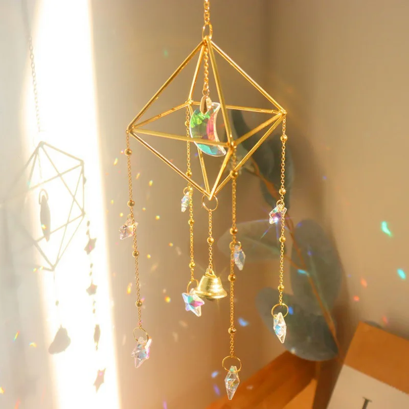 

Crystal Suncatcher Rainbow Light Catcher Window Garden Decoration Moon Sun Catcher Crystal Wind Chime Hanging Suncatcher Prism