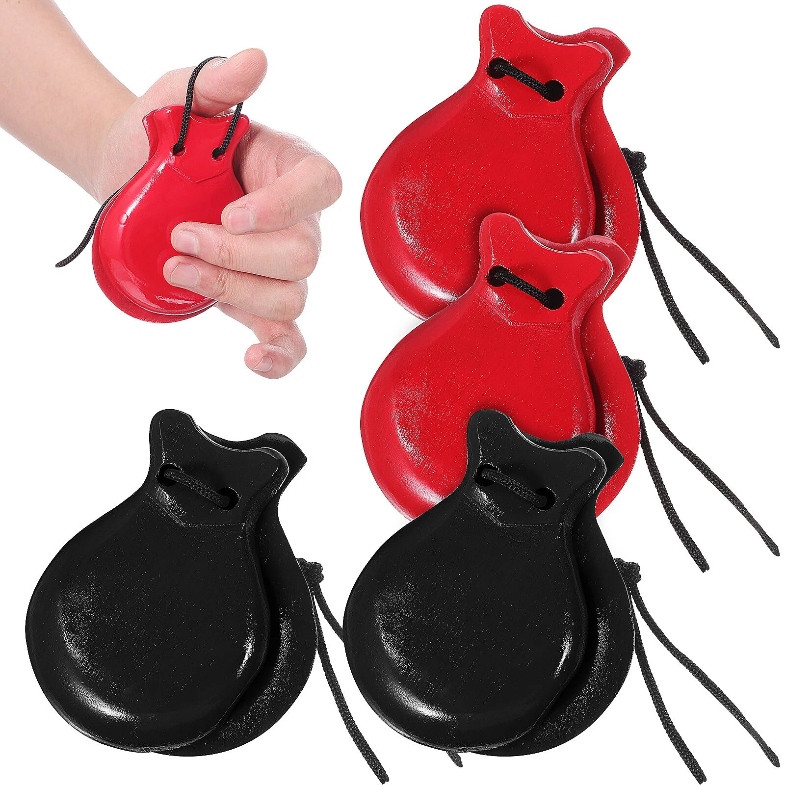 

2 Pairs Chimes Children Castanets Wood Finger Kids Toy Kid Toys Musical Plate