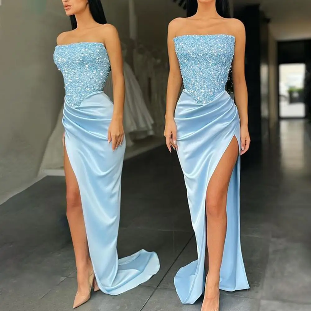 

Модные элегантные вечерние платья для женщин, новинка 2022, платье в пол с блестящими блестками и высоким разрезом для выпускного вечера, женс...