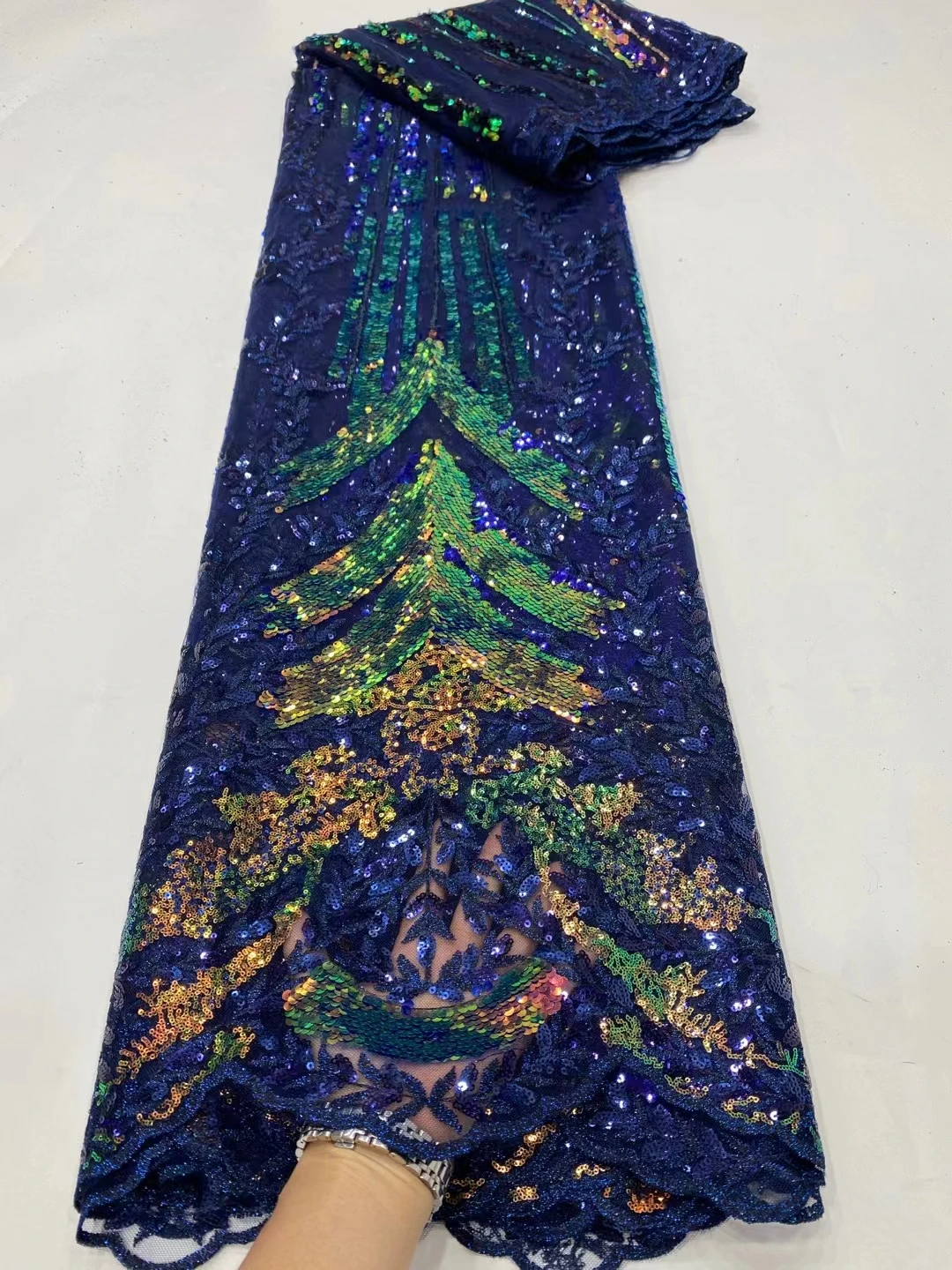 

Новый дизайн 2022, африканская сетчатая кружевная ткань, кружевная ткань для свадебного/церковного/вечернего платья с блестками, 5 ярдов, SDPN105