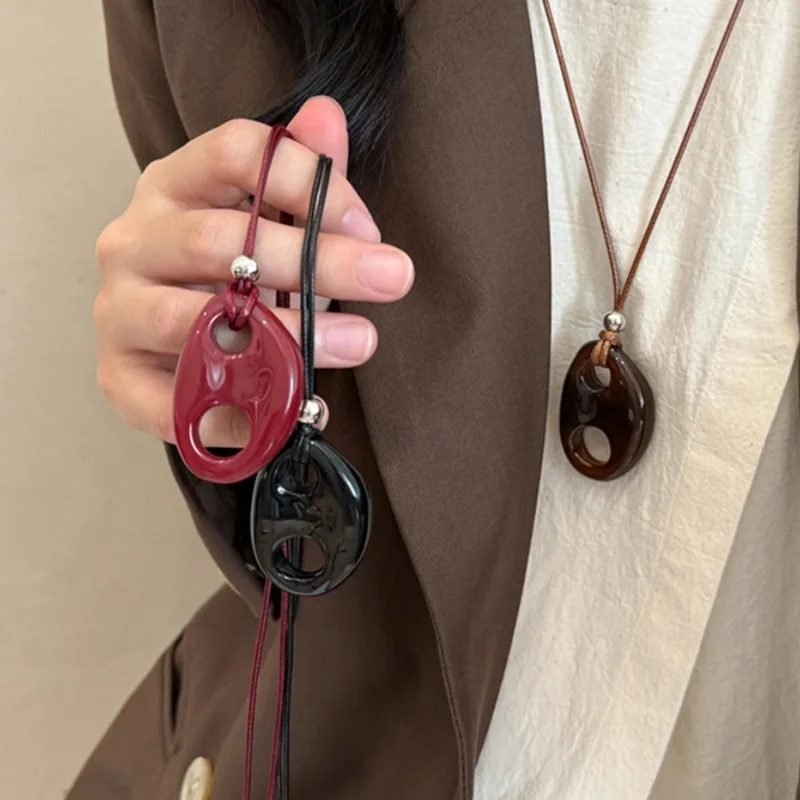 Винтажное геометрическое ожерелье из смолы с подвеской в виде носа свиньи для