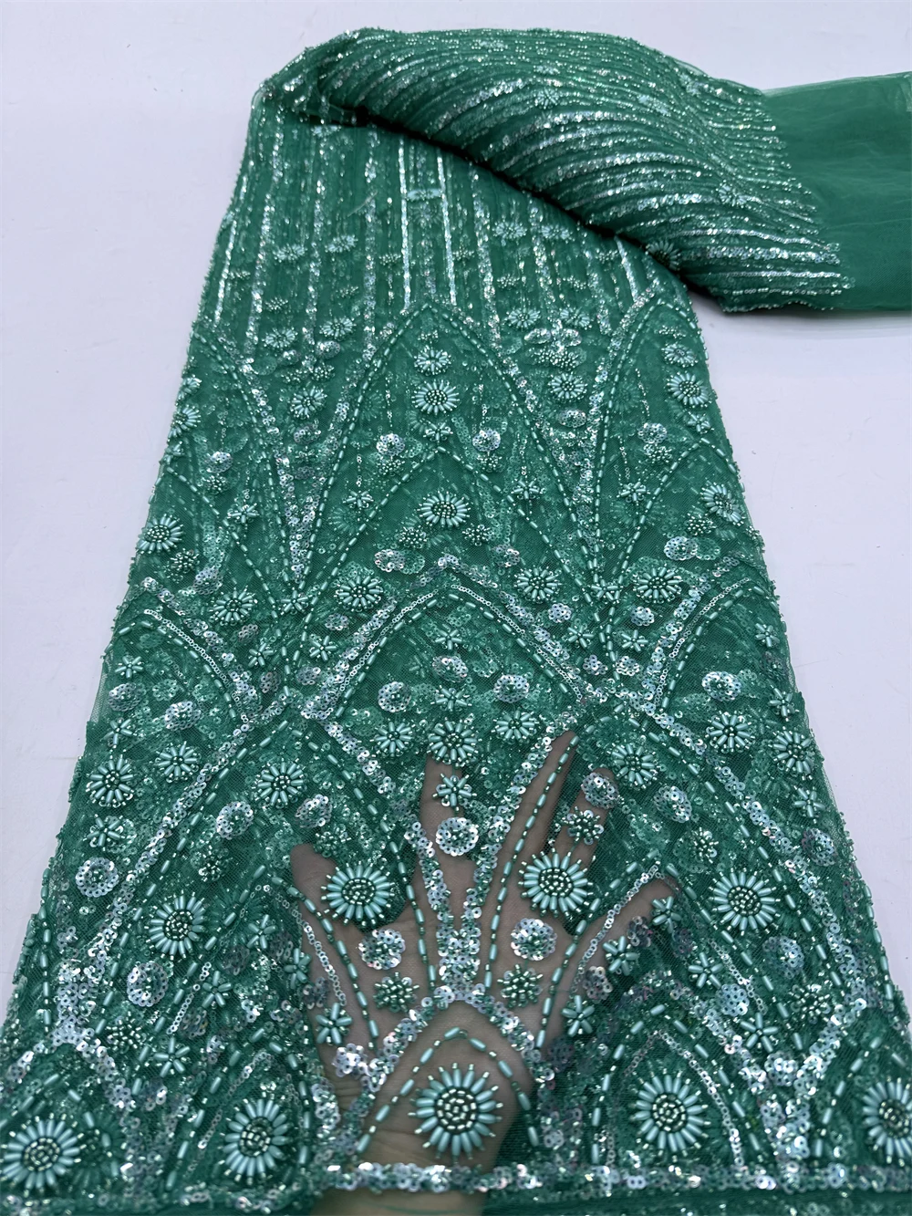 Роскошная африканская сетчатая кружевная ткань для шитья нигерийская тюль с