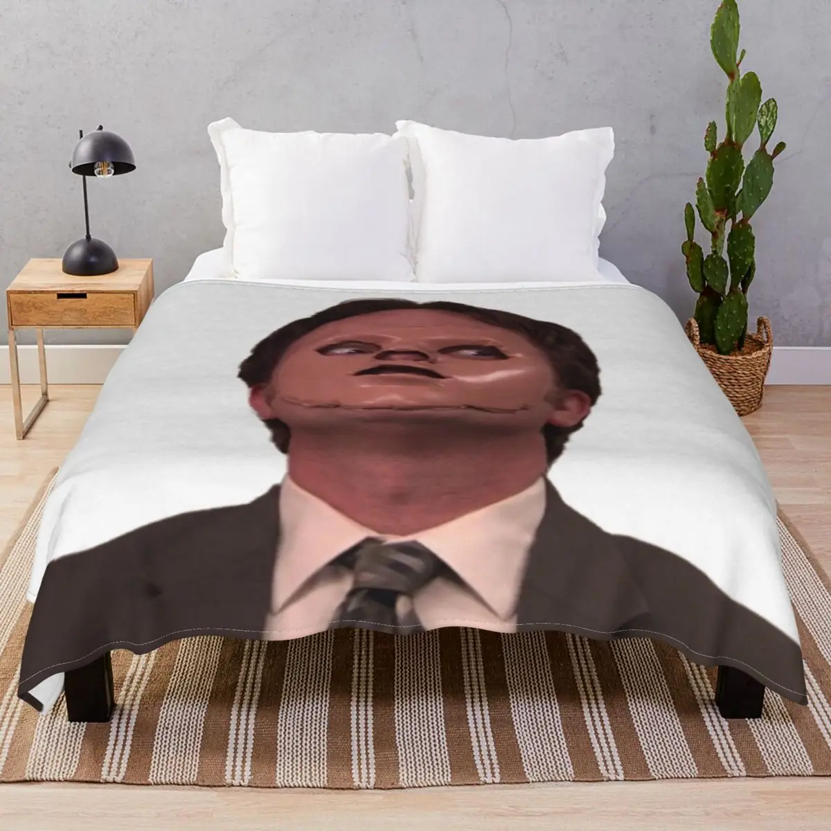 Dwight Schrute Skin Mask Blanket Flannel Spring Autumn Multifunction Unisex Throw Blankets for Bed Home Couch Camp Cinema