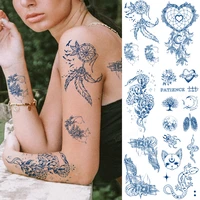 fake tattoo juice long lasting natural herbal blue tattoo stickers dreamcatcher feather moon funny cute temporary tattoos women