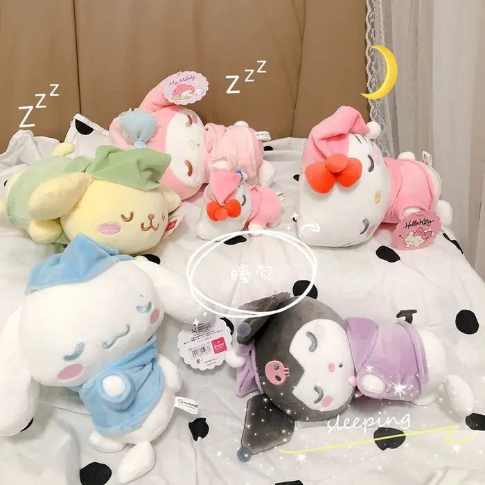 

Sanrio Mymelody Kuromi Cinnamoroll Cute Cartoon Anime Around Lying Down Sleeping Series Plush Doll Ornaments Doll Gift Toys