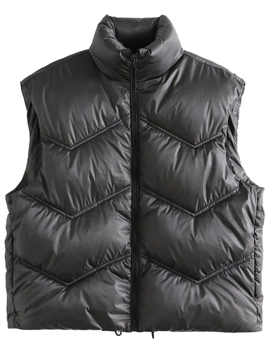 

Simple Vest Cotton Clothes Jacket Autumn And Winter New Women's Solid Color Stand Collar Zipper Black Warm Coats Parkas Mujer