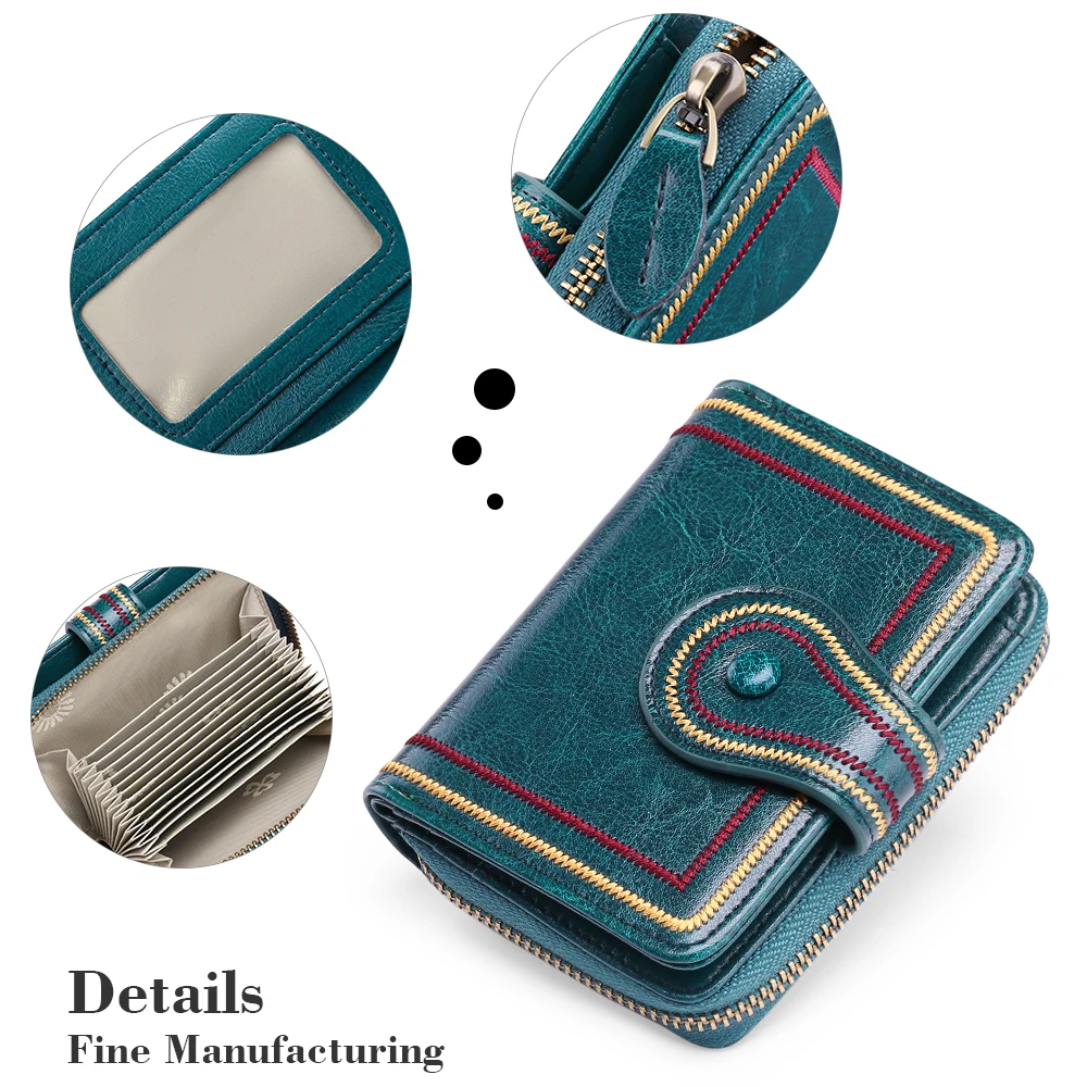 Women Wallet Genuine Leather Small Short Zipper Card Holder Coin Purse Ladies Wallets 2023 RFID Purses For Women's Pocket