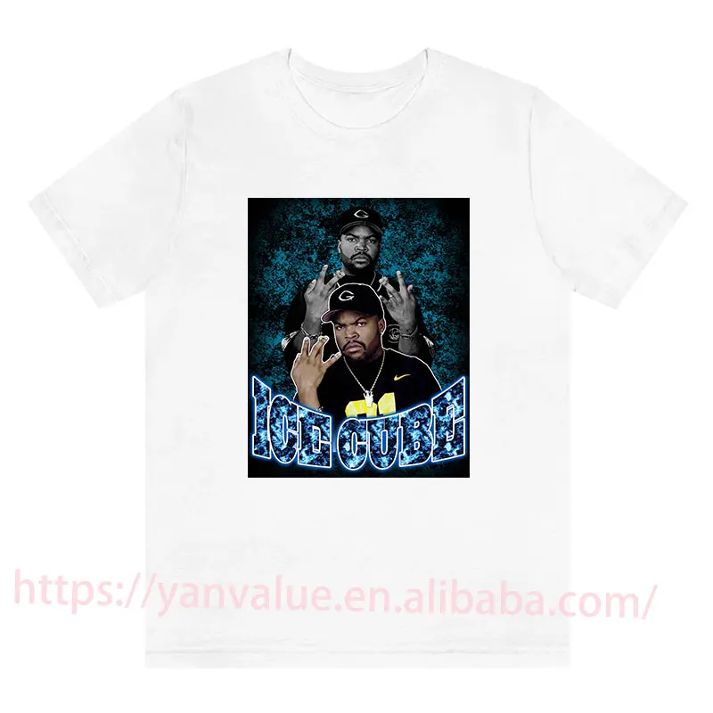 

New 90s Rap Tee shirt Men Clothing Retro Hip Hop Shirt Rapper Ice Cube Graphic Print t shirt for Men Fashion Streetwear