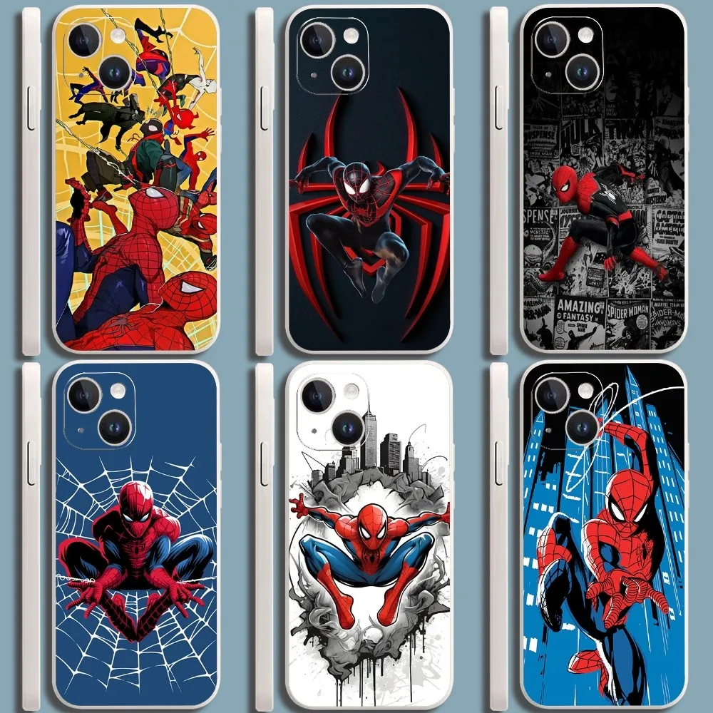 Чехол M-Marvel S-Spider-Man для Iphone 11 13 14 Pro Max X Xr Xs Se2020 12mini Белый