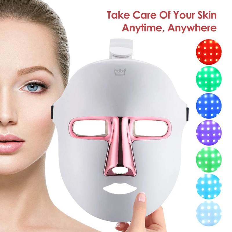 

LED Face Mask Light Therapy Cleared Skin Care Mask Red Blue Orange Light 486 LED New Easy To Use